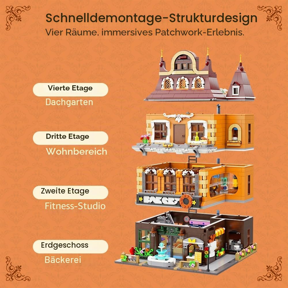 PANTASY European Bakery Building Kit-Landmark Construction Set for Adults &amp; Teens, Featuring a Baker