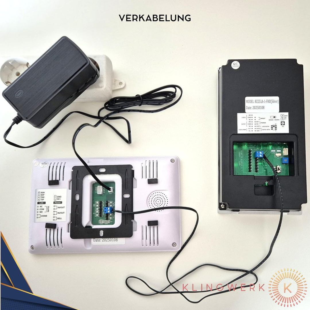 KLINGWERK IC1 Video Türsprechanlage, 2-Draht Technik, Aufputz, 170 Grad Weitwinkel Kamera mit 7 Zoll