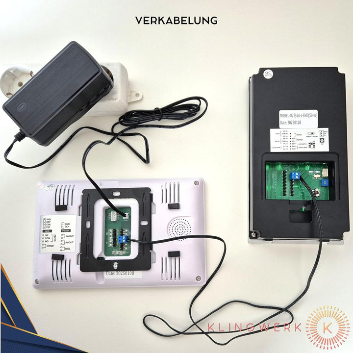 KLINGWERK IC1 Video Türsprechanlage, 2-Draht Technik, Aufputz, 170 Grad Weitwinkel Kamera mit 7 Zoll