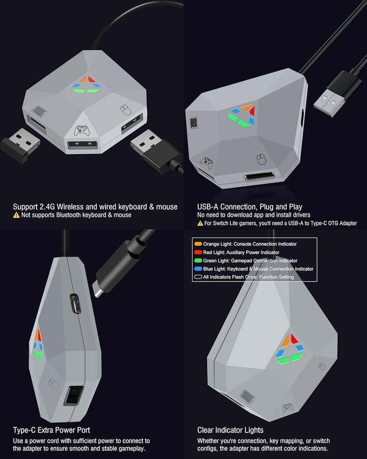 Joso Tastatur- und Mausadapter für Nintendo Switch (1. Generation &amp; OLED), Tastatur-Konverter für Xb