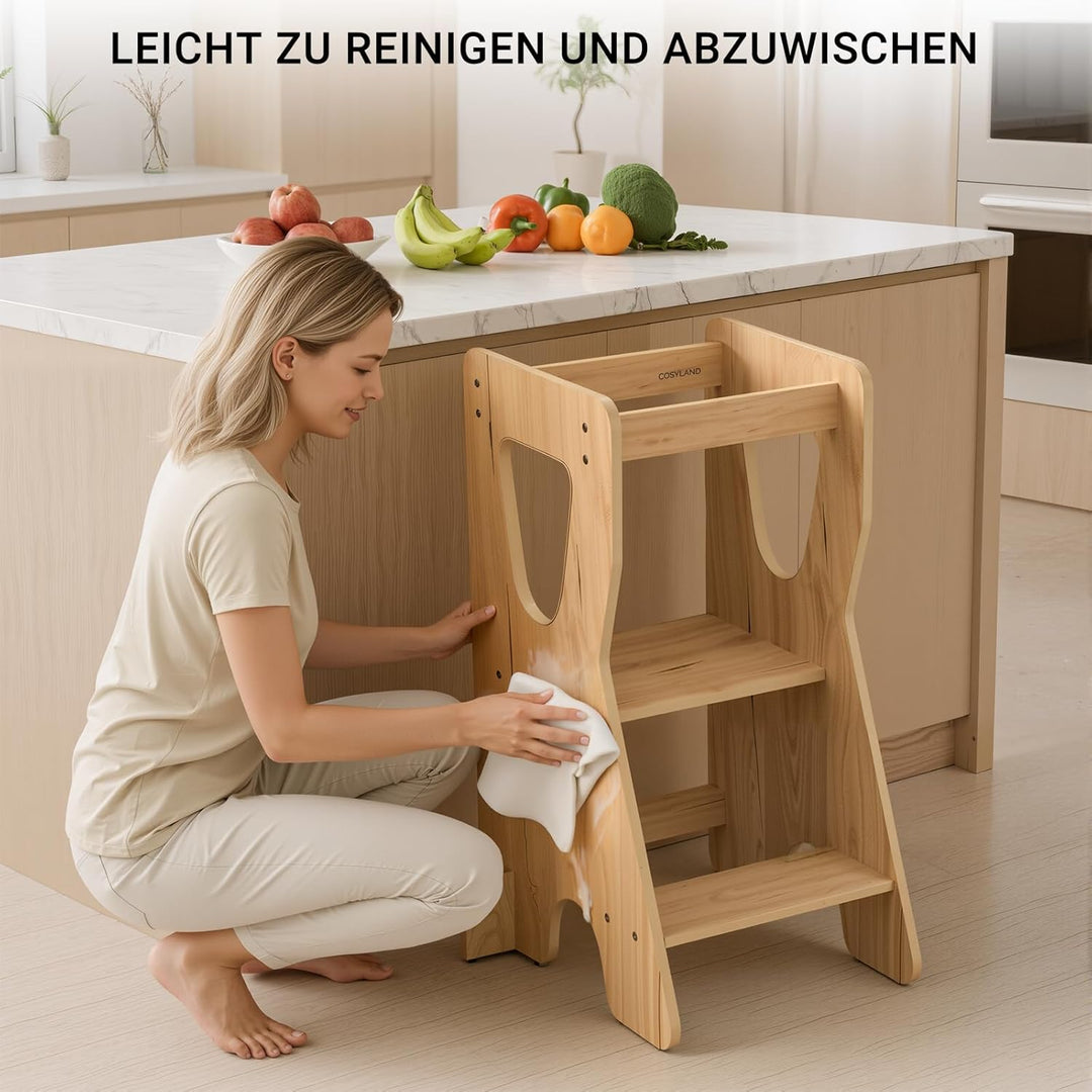 COSYLAND Lernturm ab 1 Jahr - Learning Tower - Höhenverstellbar Montessori Lernturm mit Kippschutz,
