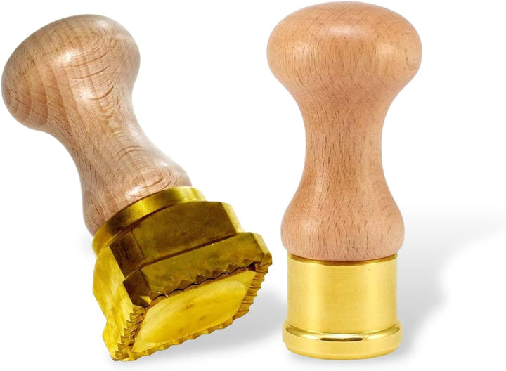 La Gondola Set mit 2 Hausgemachten Ravioli-Stempeln - Rund Glatt 38mm &amp; Quadratisch Gewellt 45x45mm