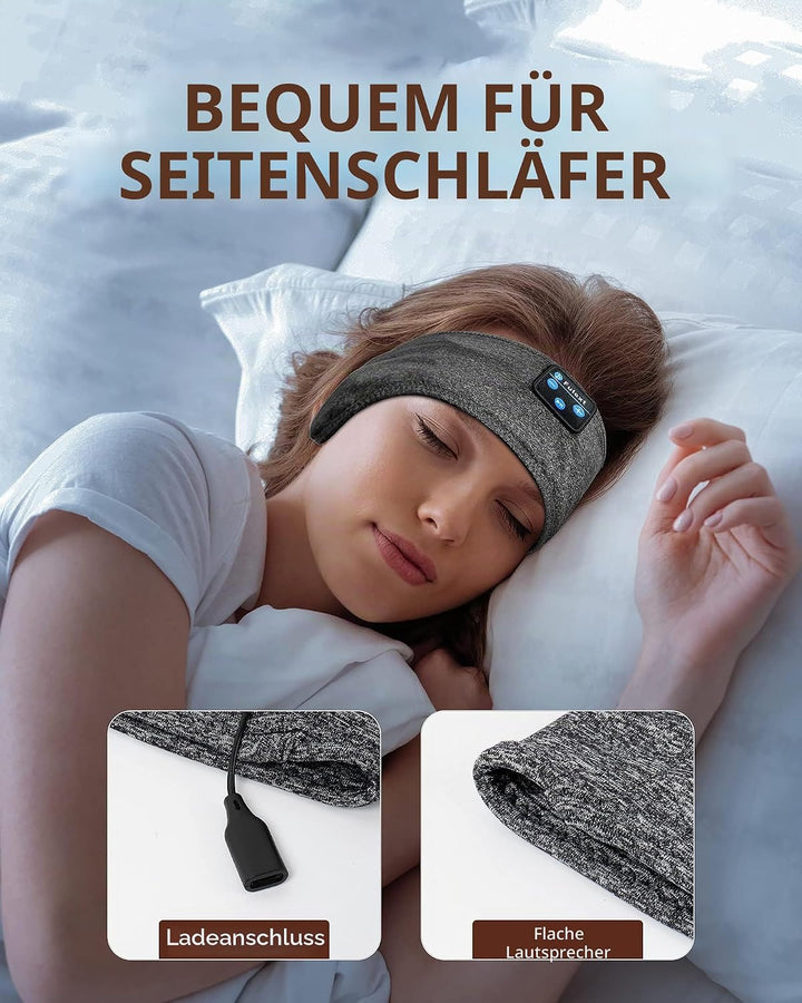 Voerou Schlafkopfhörer, Bluetooth-Kopfband, Schlafkopfhörer mit ultradünnen Lautsprechern für Seiten