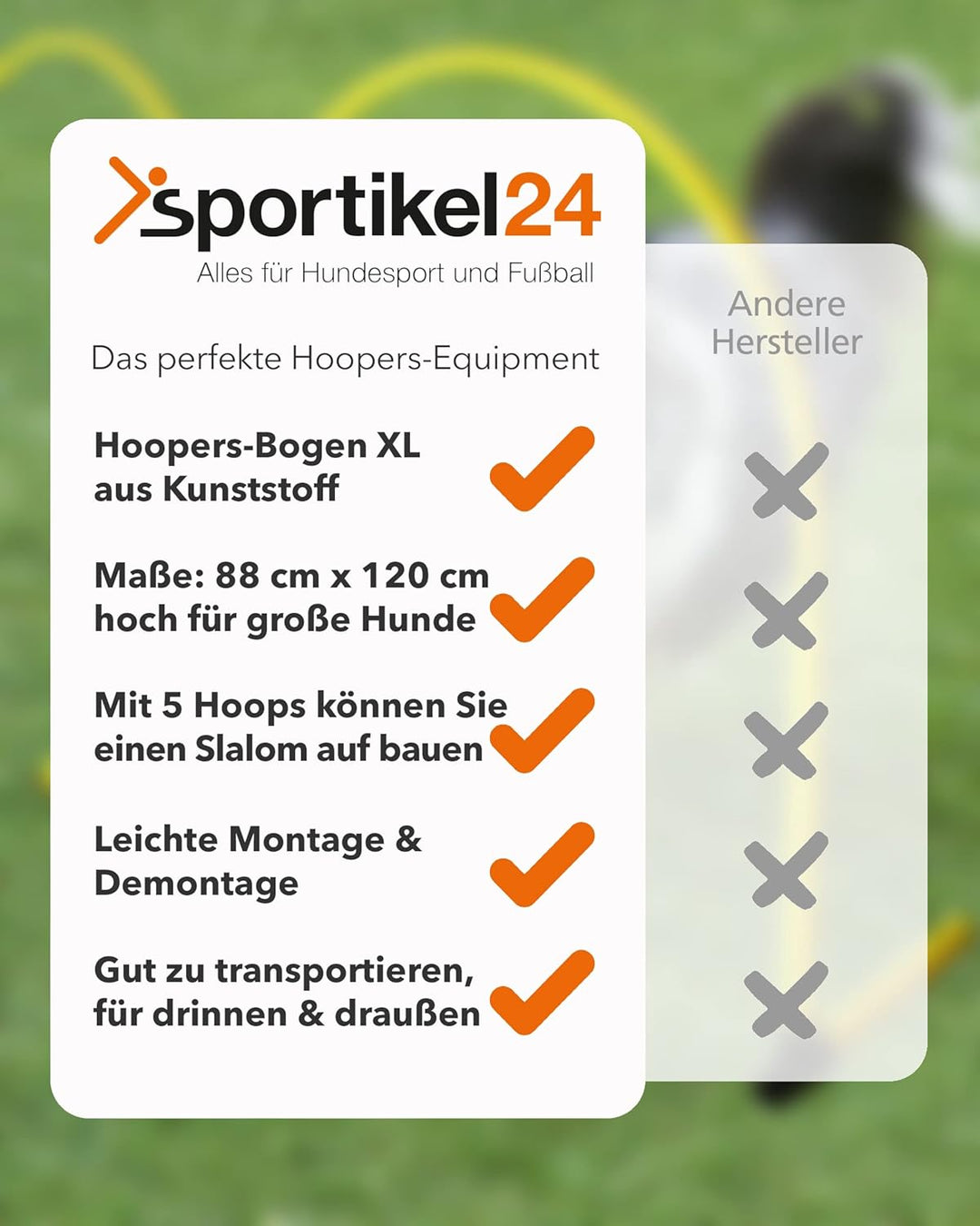 Hoopers-Bogen XL – 120cm hoch – Rot – sicher &amp; flexibel – VDH-konform – für grosse Hunde, Rot