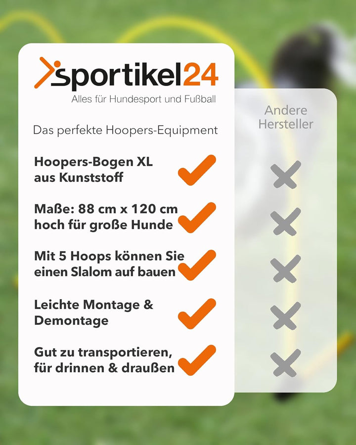 Hoopers-Bogen XL – 120cm hoch – Rot – sicher &amp; flexibel – VDH-konform – für grosse Hunde, Rot