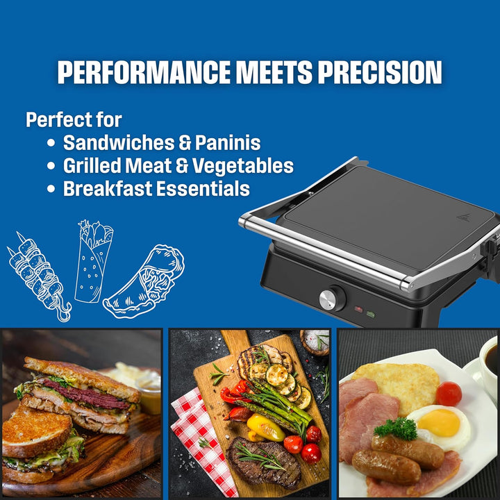 Westinghouse Retro Kontaktgrill mit 180°-Öffnung, Sandwichmaker mit Cool-Touch Griff &amp; Höhenverstell