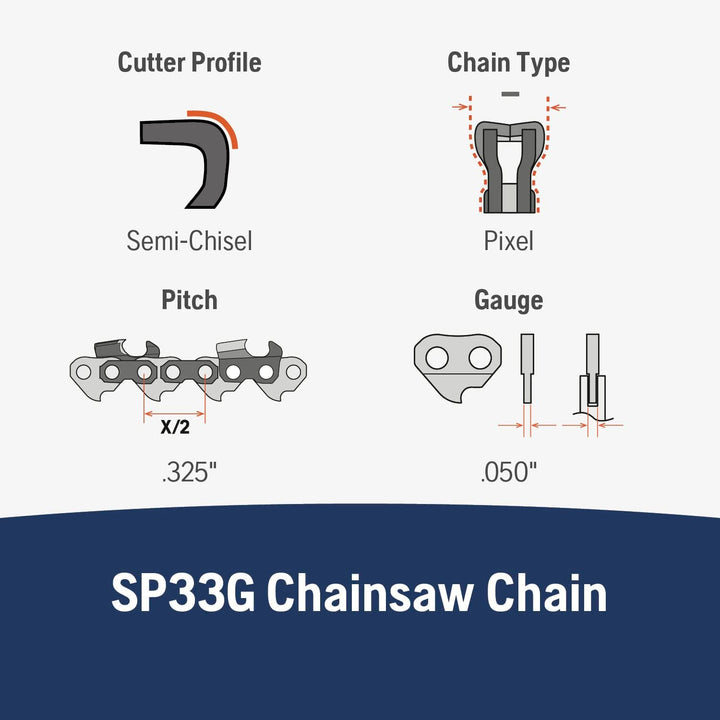 Husqvarna X-Cut SP33G 50,8 cm Kettensägekette, 825,5 cm Teilung, 127 cm Stärke, 80 Treibglieder, seh