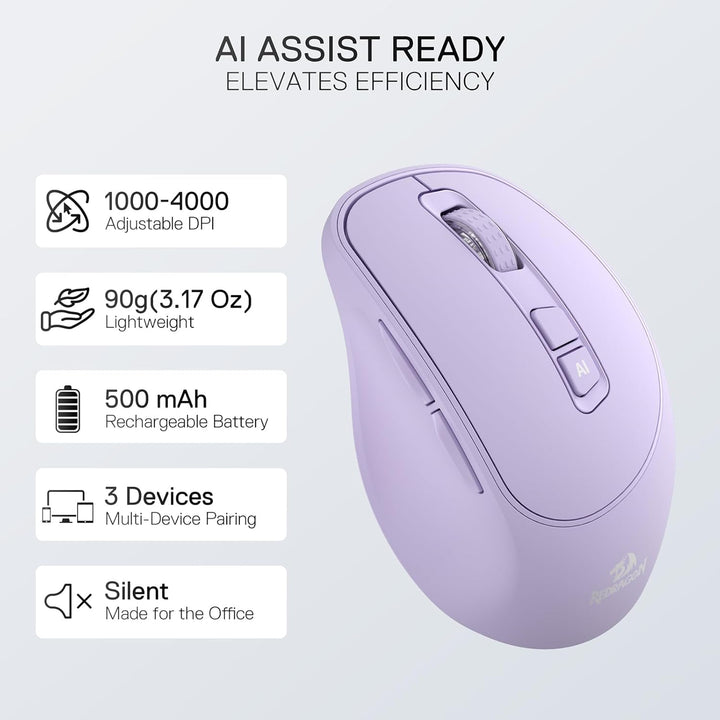 Redragon BM4195 AI Smart Wireless Maus, 2.4G &amp; BT Computer Büromaus, Übersetzung &amp; Sprachschreibung,