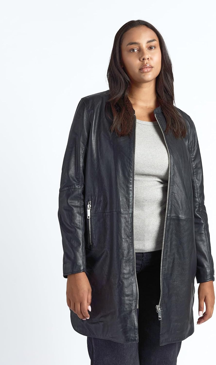 MAZE Damen Ledermantel 42023104 42 Schwarz, 42 Schwarz