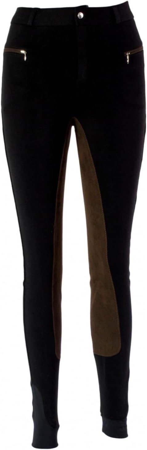 RL24 Damen Reithose Vollbesatz Flex BASICLINE 42 Schwarz/Dunkelbraun, 42 Schwarz/Dunkelbraun