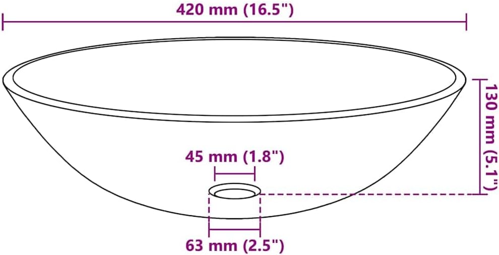 vidaXL Waschbecken Hartglas 42cm Braun Aufsatzbecken Waschschale Waschtisch, Braun