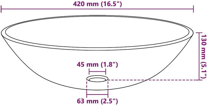 vidaXL Waschbecken Hartglas 42cm Braun Aufsatzbecken Waschschale Waschtisch, Braun