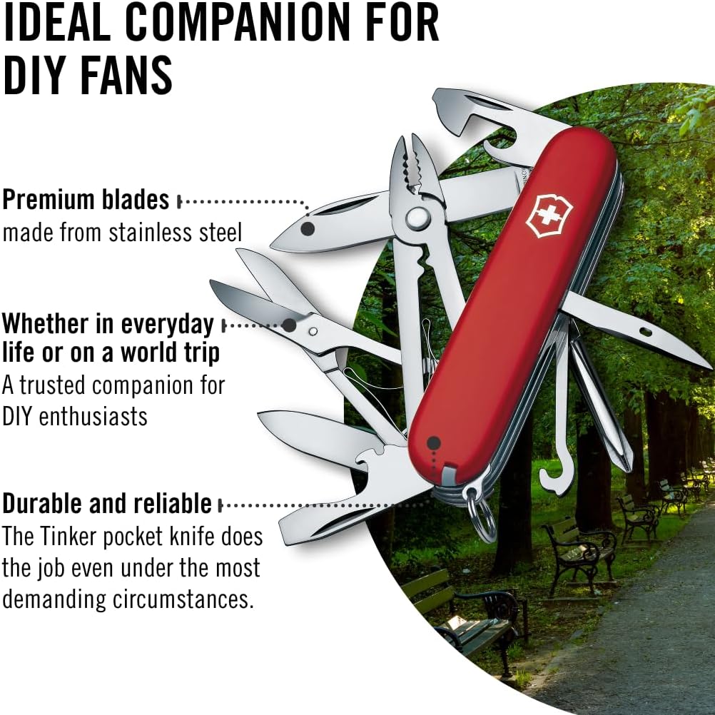 Victorinox Schweizer Taschenmesser, Deluxe Tinker, Multitool, 17 Funktionen, Klinge, gross, Dosenöff