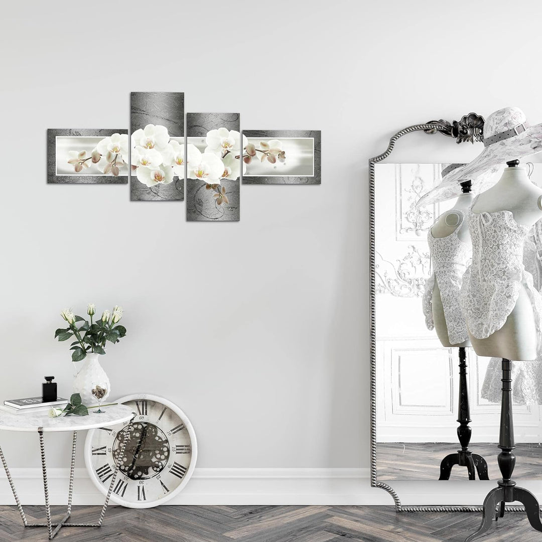 Runa Art Bild Modern Blumen Orchidee - Made in Germany - Wandbilder Abstrakt Grau 4 Teilig 203542c 1
