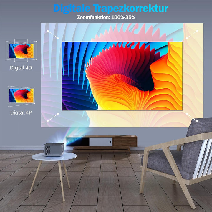 Beamer, 5G WiFi Bluetooth Beamer 12000 Lumen Full HD 1080P Beamer 4K Video Unterstützt, Heimkino Pro