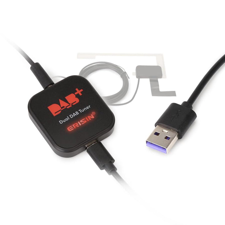 Erisin DAB Plus Radio Adapter Digital Radio Tuner Box mit MCX Antenne Verstärker DAB Antenne für And