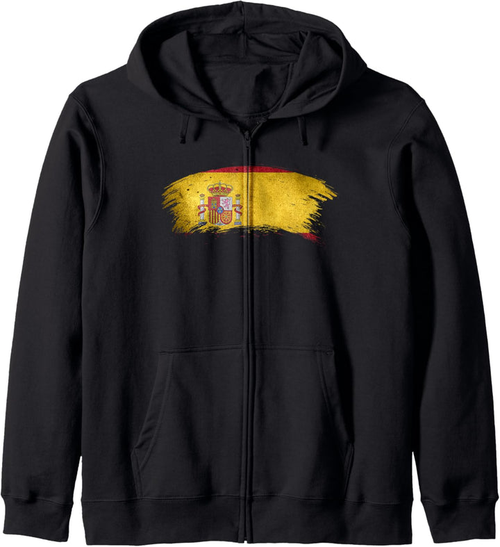 Vintage Spanien Flagge Stilvolles Design Kapuzenjacke