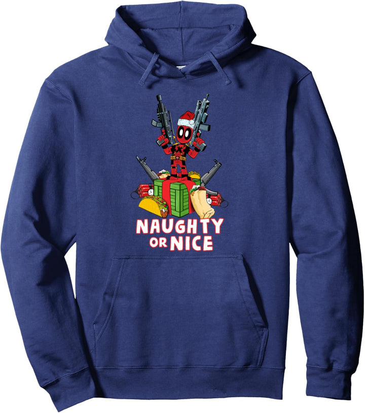 Marvel Deadpool Weihnachten Naughty Or Nice Portrait Pullover Hoodie