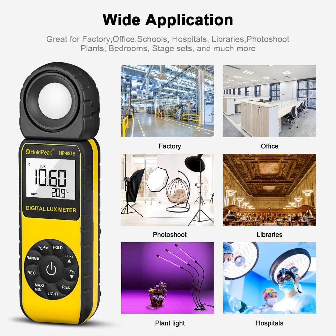 Belichtungsmesser, Digital Luxmeter Lichtmesser 300,000 Lux 881E, Lichtmessung Photometer Meter, mit