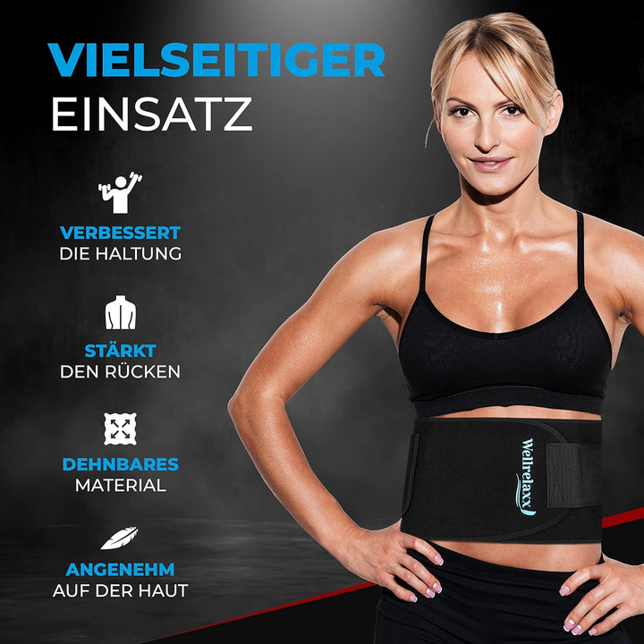Bauchweggürtel Damen mit stark haftendem Klettverschluss - Schwitzgürtel bis 115cm - Waist Trainer D