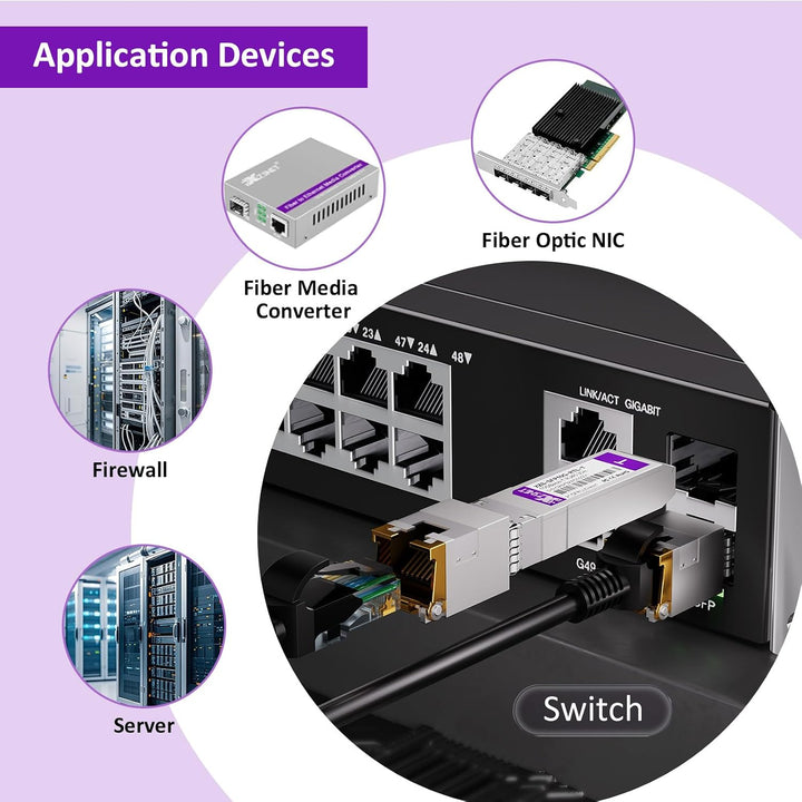 10G SFP+ auf RJ45 Modul, 1/2,5/5/10 Gb Multi-Rate 10GBASE-T Module, unterstützt Cat6a/7 bis zu 30m,
