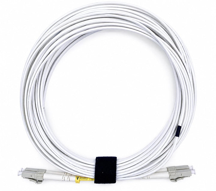 Elfcam® - LWL Glasfaser-Kabel LC/UPC auf LC/UPC 50/125um OM3 Multimode Duplex LSZH, Farbe Weiss, 100