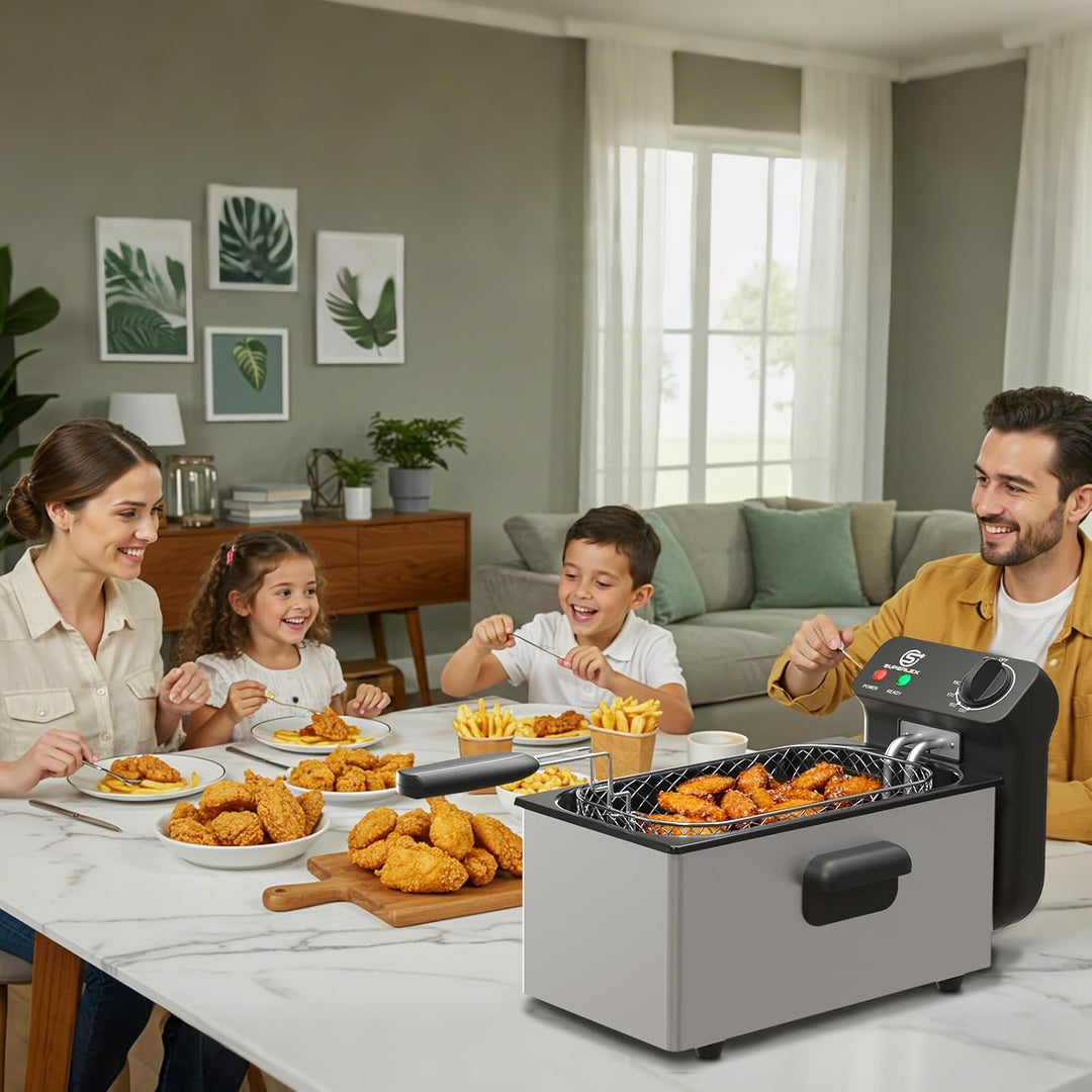 Fritteuse Elektrische 2000W Edelstahl Fritteuse mit Öl 3L Kapazität Antihaft Beschichtung Einstellba