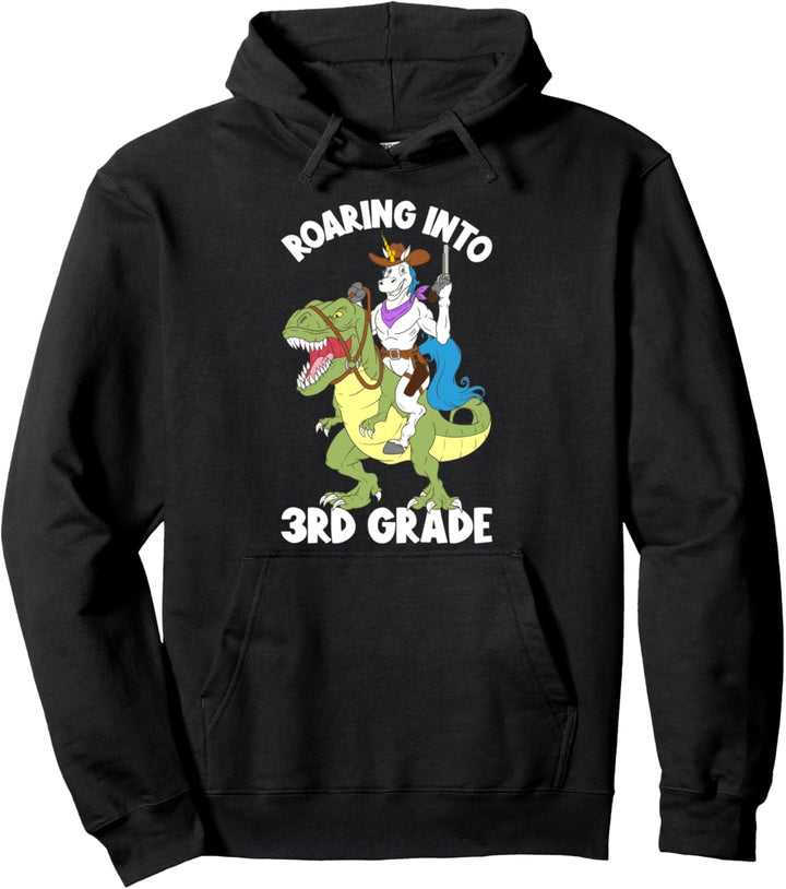 Roaring Into 3rd Grade Unicorn T-Rex Dinosaurier Back To School Pullover Hoodie