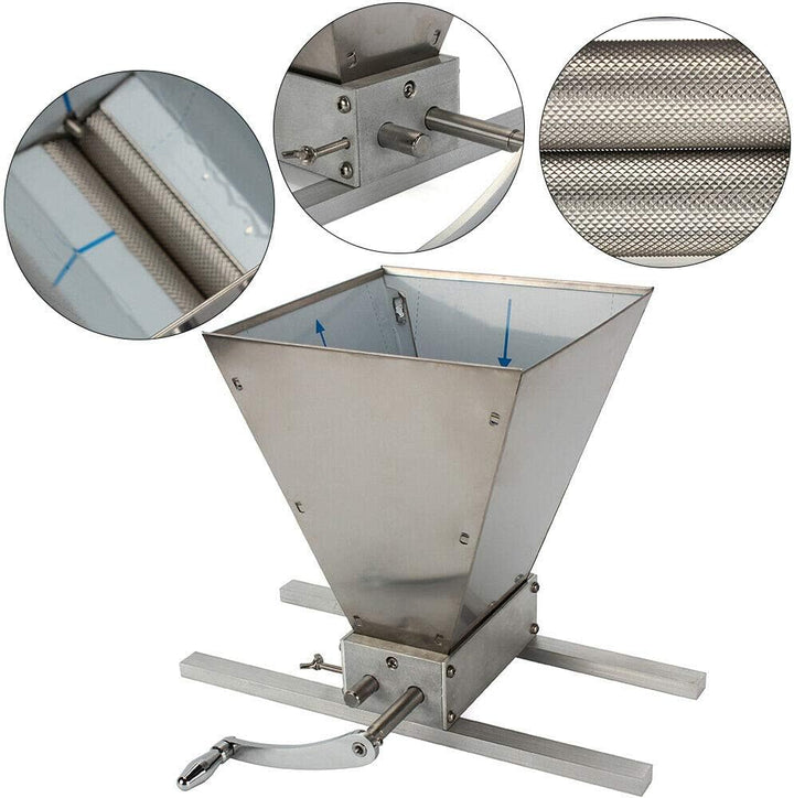 Getreidemühle mit Aluminiumsockel Manuelle Malzmühle Gerstenkornmühle mit 2 Edelstahlwalzen Für das