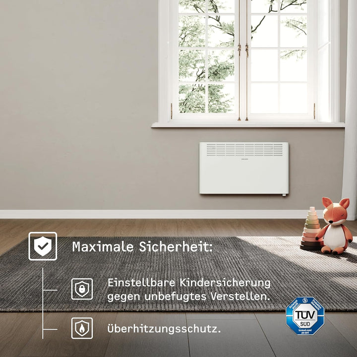 STIEBEL ELTRON Wandkonvektor CNS 2500 Plus LCD, 2,5 kW für ca. 30 m², TÜV geprüft, LC-Display, Woche