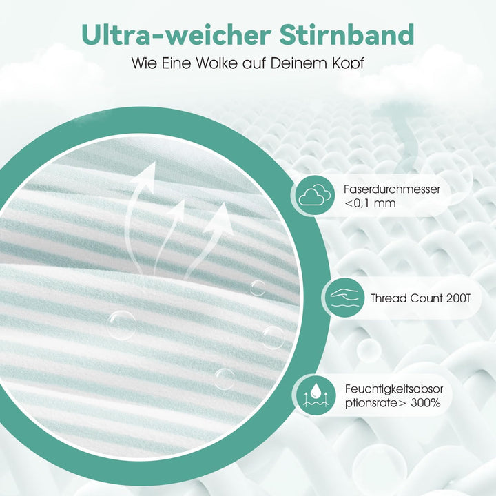 LC-dolida Schlafkopfhörer Ultra-Soft Bluetooth-Stirnband mit 4-Wege Stretch & No-Slip Yoga Stirnband