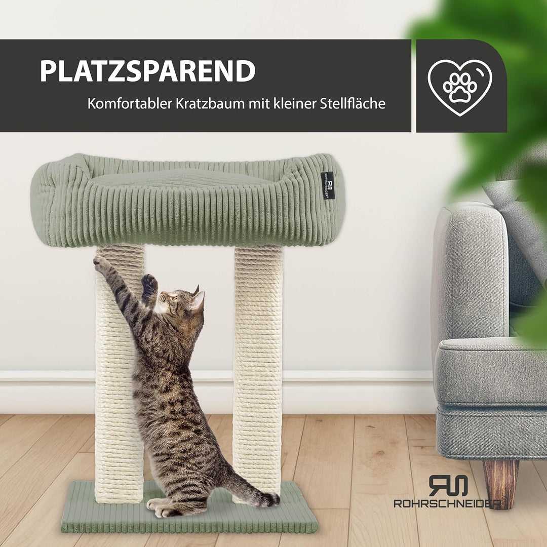 Rohrschneider moderner Kratzbaum Wolly | Made in Germany | Kleiner Katzenbaum mit 2 Breiten Kratzsäu