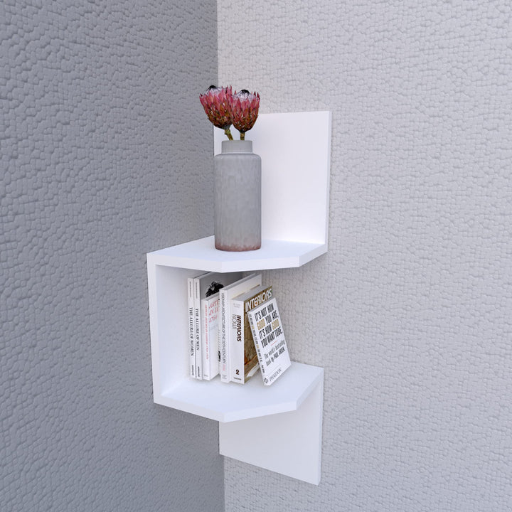 Henor Wand-Eckregal Zickzack-Design aus FSC® Holz Mod.26-2 Regale. Ecke Spezial. 82 x 26 x 26 cm. We