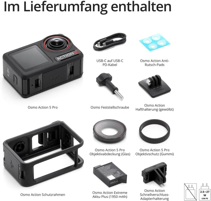 DJI Osmo Action 5 Pro Standard Combo Bundle, wasserdichte Kamera mit 1/1,3“ Sensor, 4K/120fps Video,