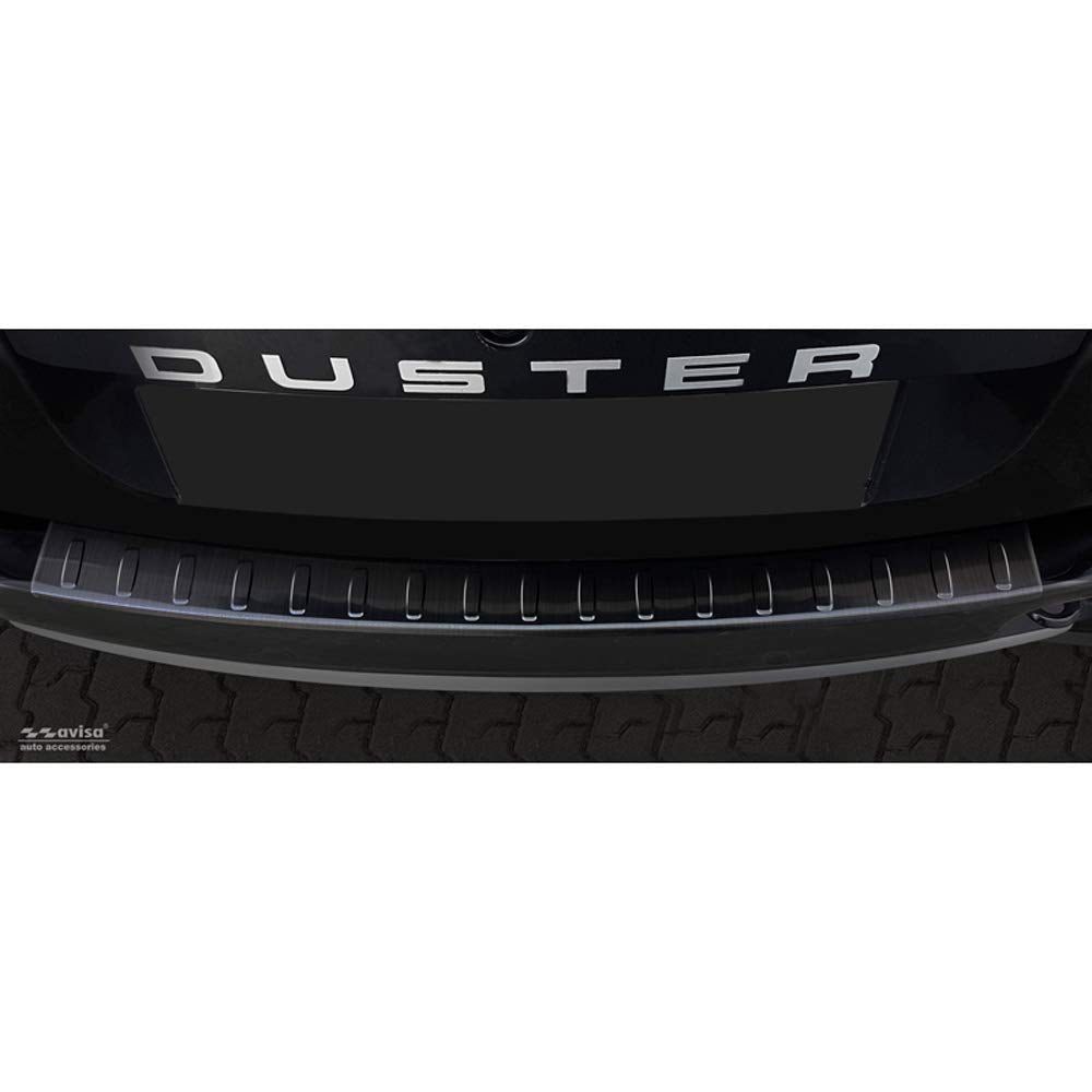 Avisa Schwarz Edelstahl Heckstossstangenschutz kompatibel mit Dacia Duster 2010-2017 'Ribs'