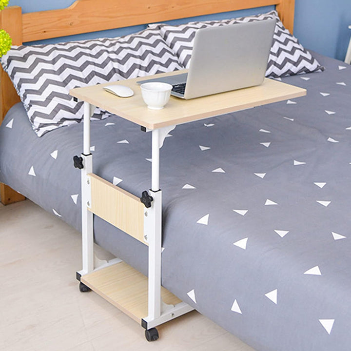 Beistelltisch höhenverstellbar mit Rollen, Beistelltisch Bett, Pflegetisch für Bett, Computertisch,