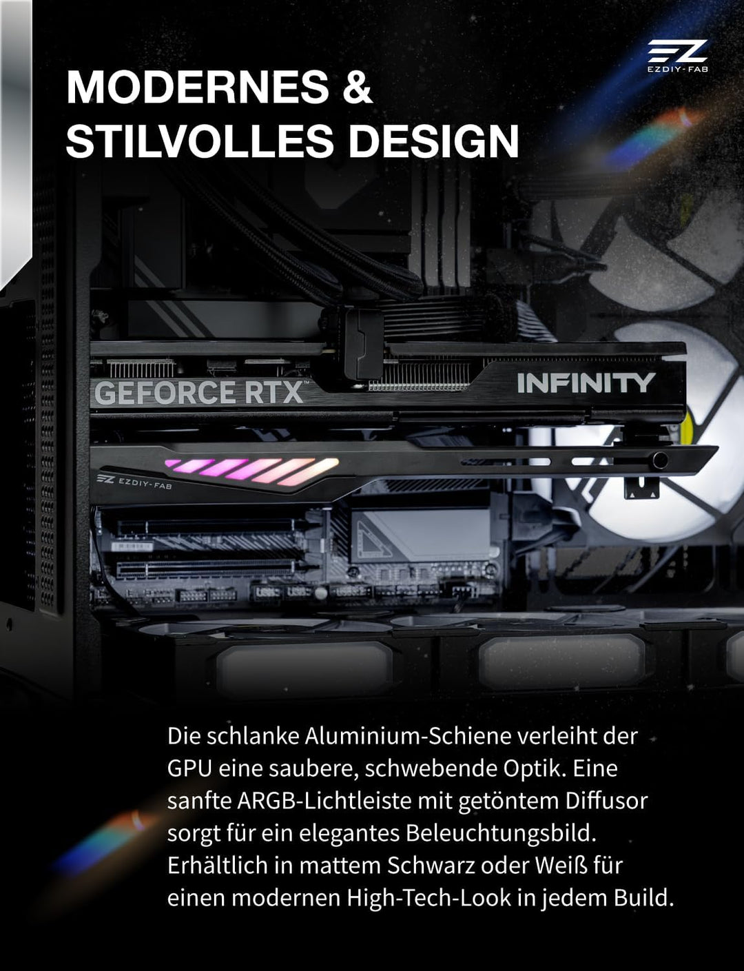EZDIY-FAB VH90 ARGB Grafikarten-Stützhalterung,Verstärkte Verstellbare Anti-Sag GPU-Halterung mit Pr