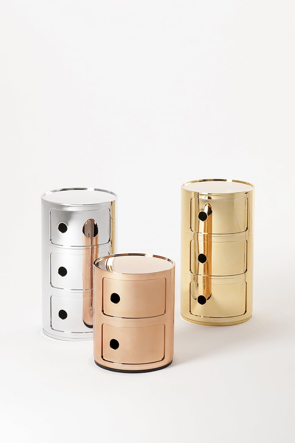 Kartell Componibili, 2 Elements, Gold, Runde Basis 2-fächer Gold, 2-fächer Gold