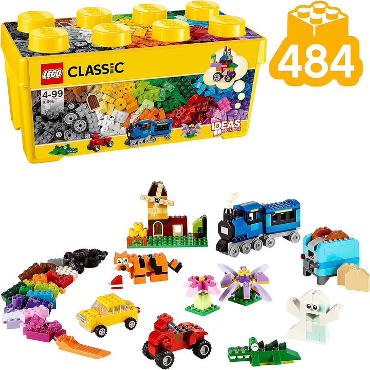 LEGO Classic Mittelgrosse Bausteine-Box, Konstruktionsspielzeug & Classic Graue Bauplatte, quadratis