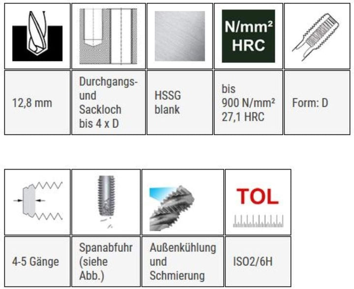 BAER HSSG Einschnittgewindebohrer Form D - MF 14 x 1,25 - Gewindeschneider - Gewindebohrer - Gewinde