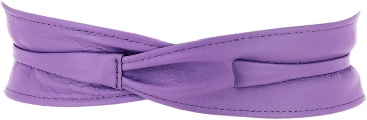 FASHIONGEN - Echtem Rindsleder Vollnarbenleder Obi Gürtel für Damen, Bindgürtel, CASSIANE Lila S-M,