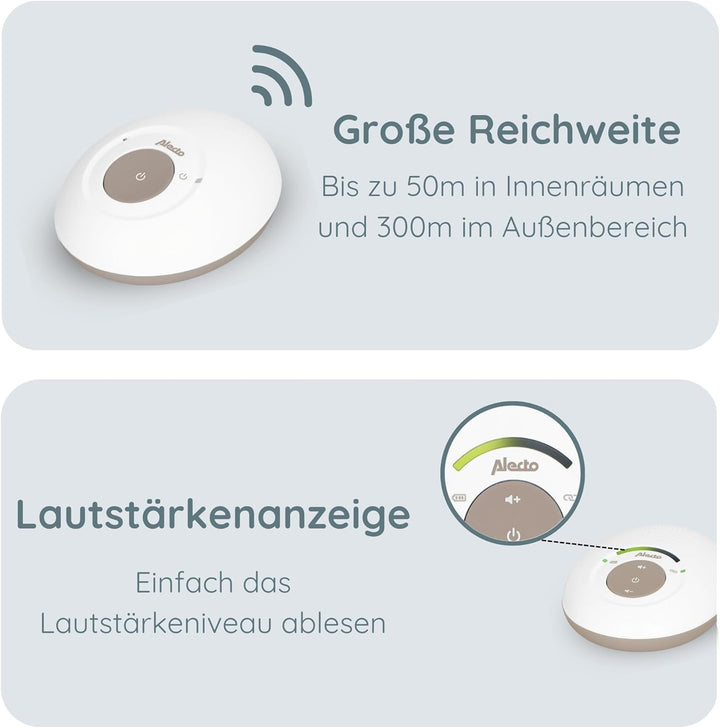 Alecto DBX110 Babyphone Audio - digitales Babyphone mit DECT - 300 m Reichweite - kompaktes Design -