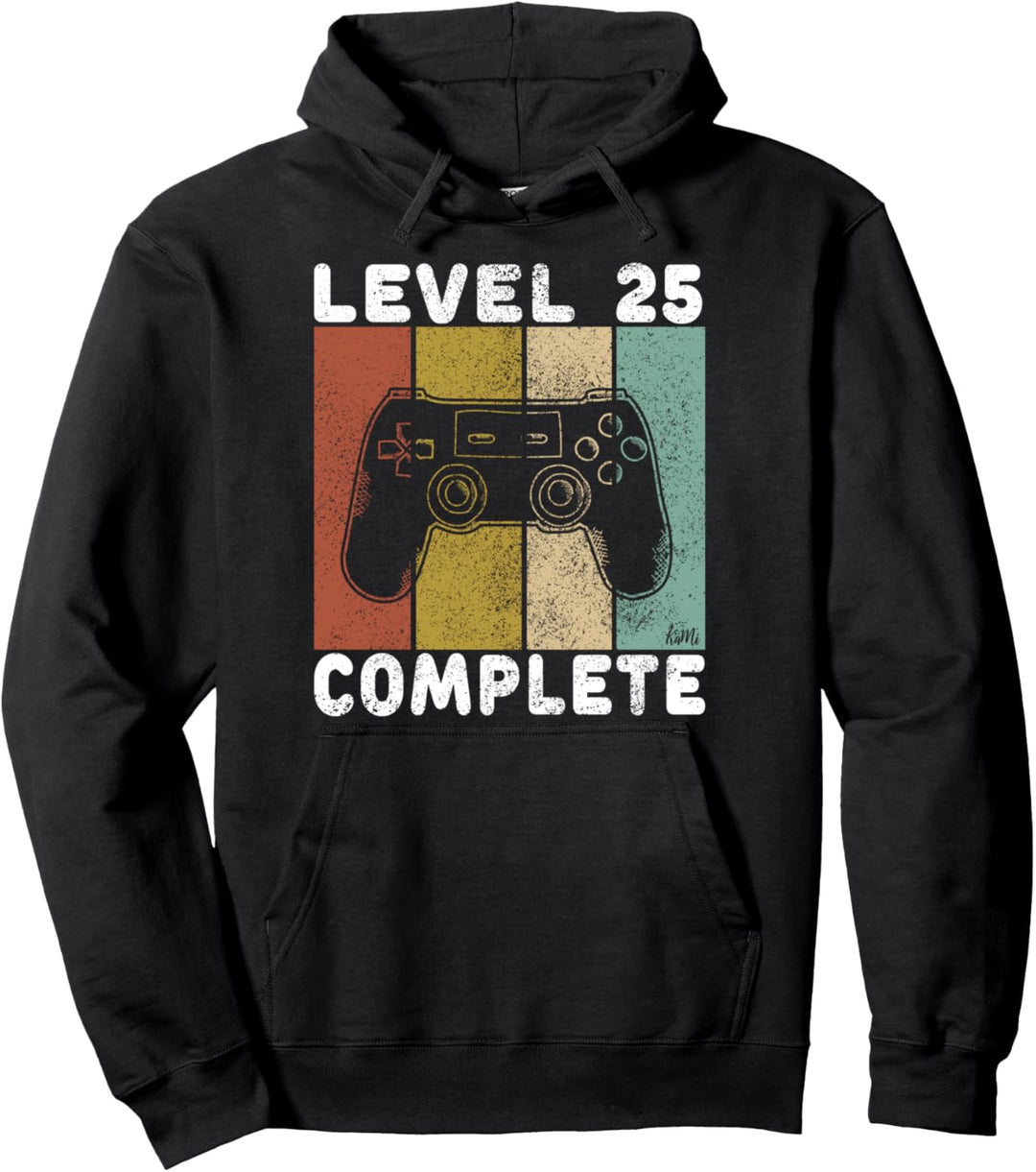 25. Geburtstag Männer Shirt Gamer TShirt Level 25 Complete Pullover Hoodie