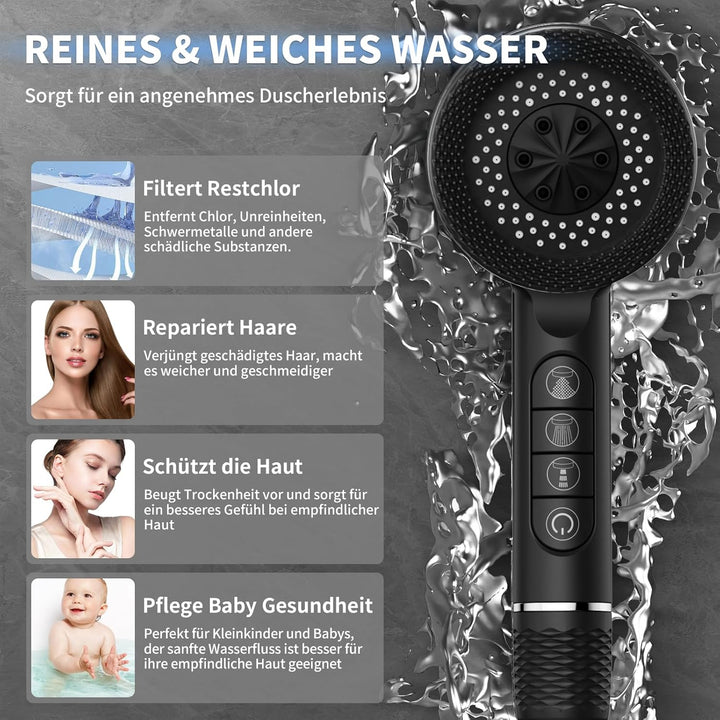 Duschkopf mit Schlauch,Duschbrause mit Filter,Handbrause mit Stoppfunktion,Hochdruck Handbrause mit