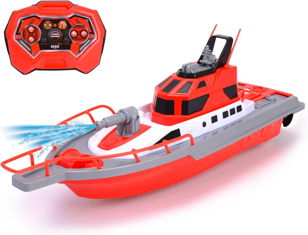 Dickie Toys – Feuerwehrboot – ferngesteuertes Boot für Kinder ab 6 Jahren, mit Wasserspritzfunktion