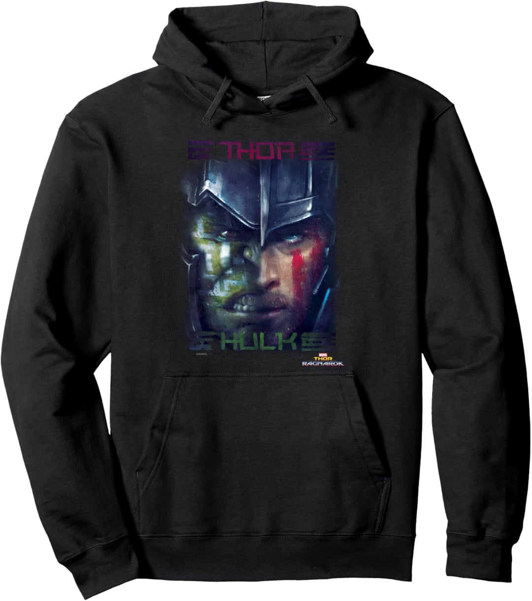Marvel Thor: Ragnarok Thor And Hulk Split Face Poster Pullover Hoodie