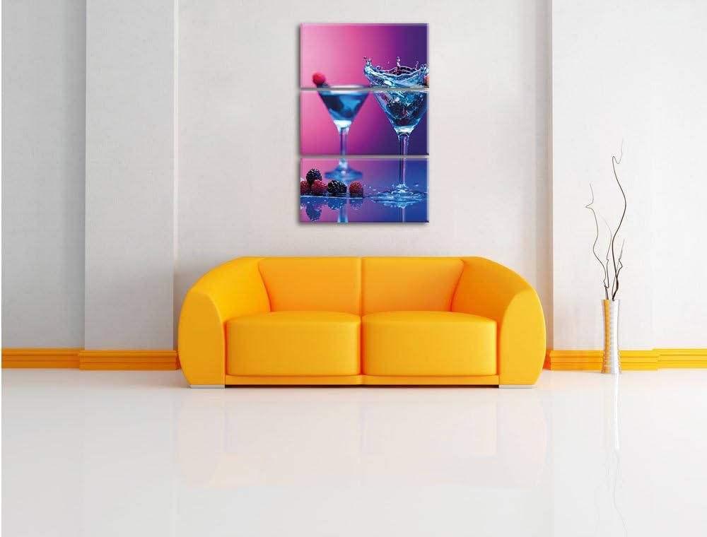 Pixxprint Coole Cocktails als Leinwandbild | Grösse: 3 Teilig (120x80) | Wandbild| Kunstdruck | fert