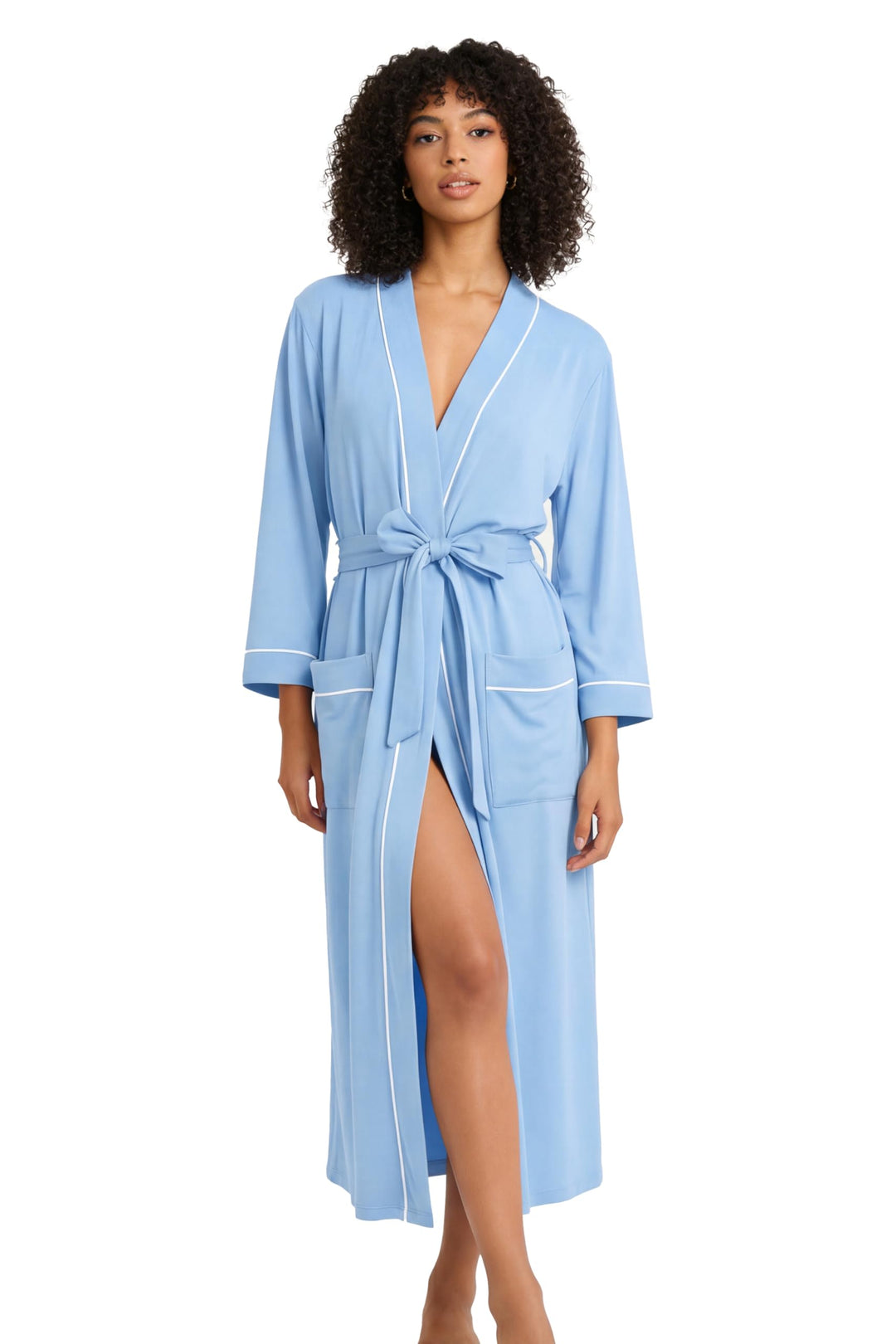 HEARTNICE Morgenmantel Damen 100% Baumwolle, Bademantel leicht Kimono Saunamantel Hausmantel lang L