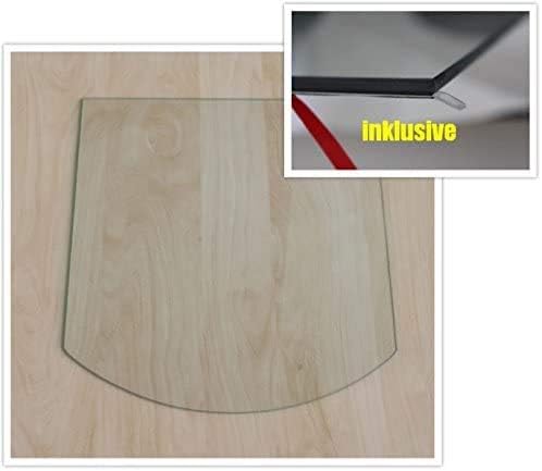 Segmentbogen 120x130cm - Funkenschutzplatte Kaminbodenplatte Glasplatte f.Ofen (Klarglas - Segmentbo