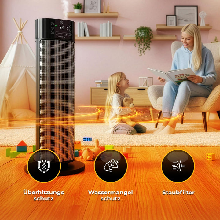 Keramik Heizlüfter mit Befeuchter 2000W Mistiq WiFi 80° Oszillation ECO Modus Timer 24h Elektroheizu